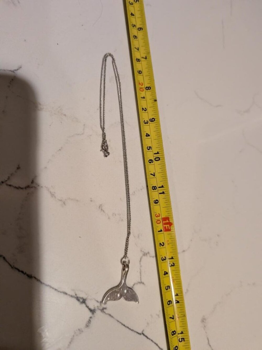 Silver Tone Whale Tail Pendant Necklace (Ship the same day) - Picture 4 of 4